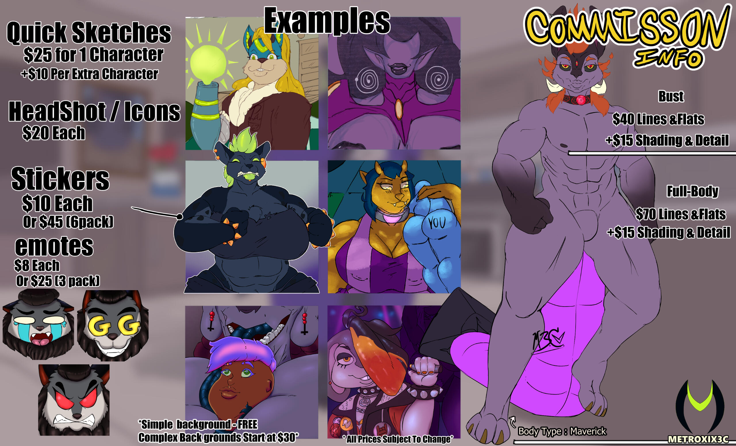 Prices 2025 Pricing sheet, created by Metroxix3c. (add more details later)